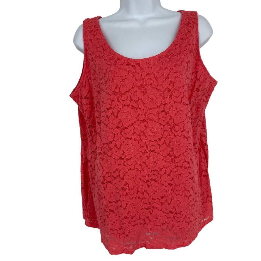 Lane‎ Bryant Scoop Neck Lace Overlay Tank Top Size 14/16